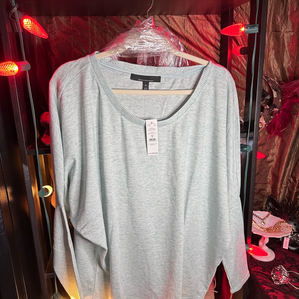 NWT WHBM Light Gray Blouse Tunic - M